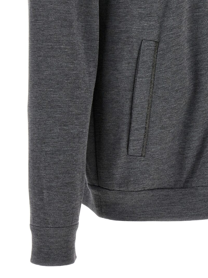 'Monile' hoodie 67% cotton 31% silk 2% polyamide BRUNELLO CUCINELLI Gray