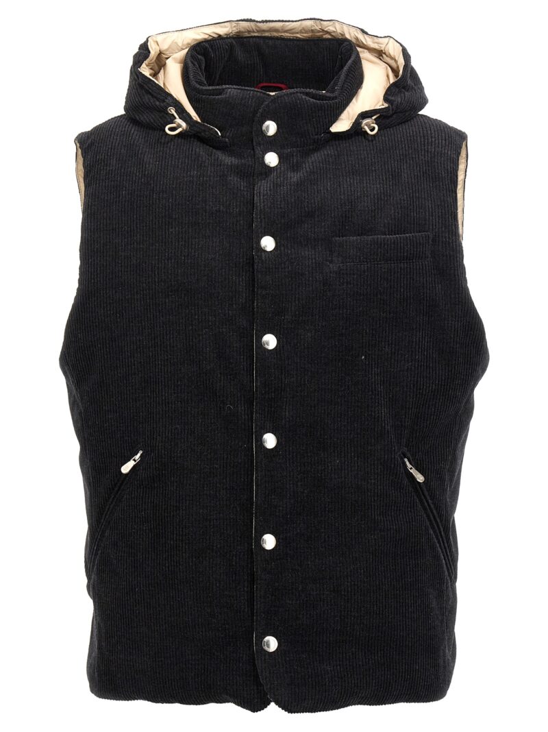 Ribbed velvet vest BRUNELLO CUCINELLI Gray