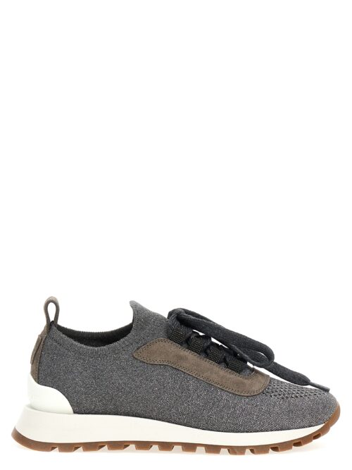 Lurex knit sneakers BRUNELLO CUCINELLI Gray