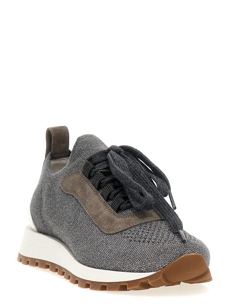 Lurex knit sneakers MZ35G2490PC074 BRUNELLO CUCINELLI Gray