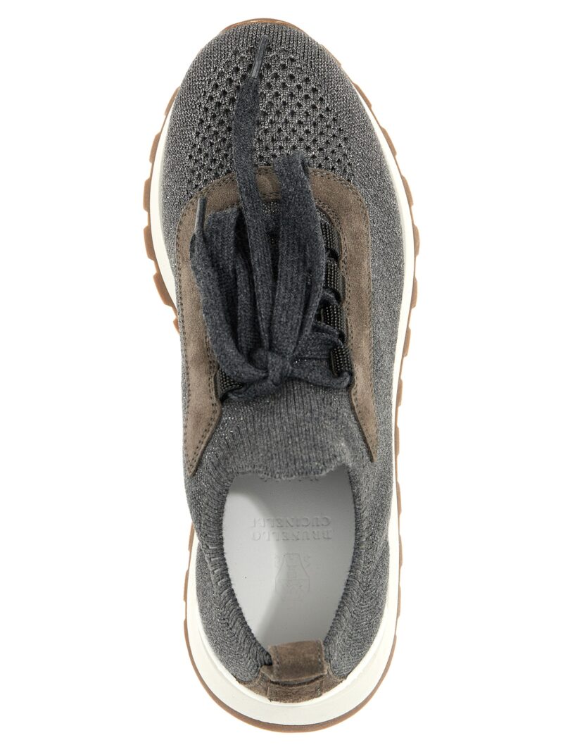 Lurex knit sneakers 100% cotton BRUNELLO CUCINELLI Gray