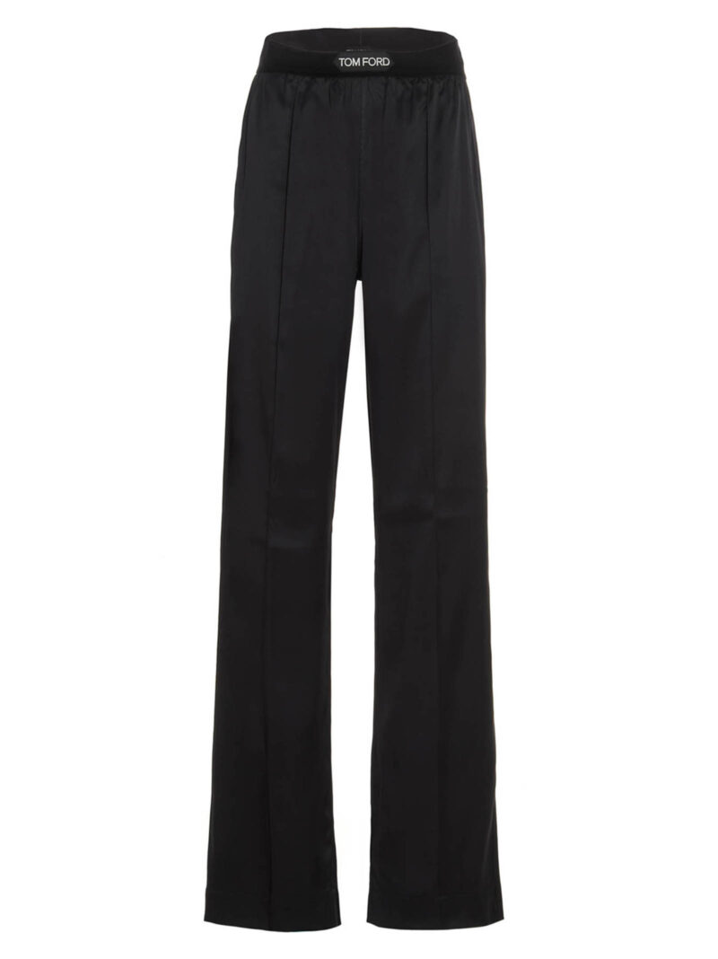 Double pin tuck silk trousers TOM FORD Black