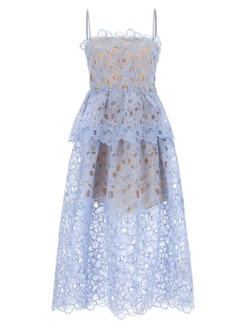 'Blue Organza Lace Midi' dress SELF PORTRAIT Light Blue