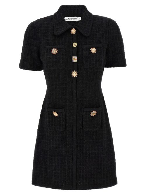 'Black Jewel Button Knit Mini' dress SELF PORTRAIT Black