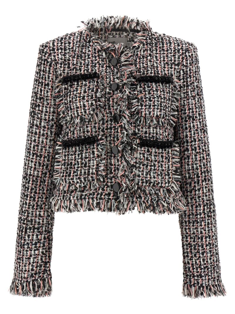 'Black Fringed Boucle' short jacket SELF PORTRAIT Multicolor