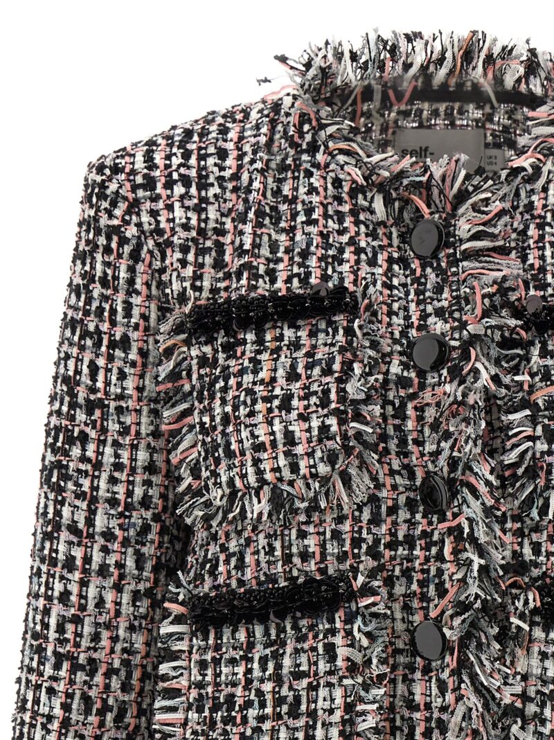 'Black Fringed Boucle' short jacket Woman SELF PORTRAIT Multicolor