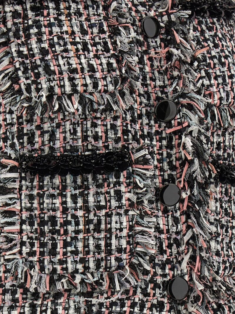 'Black Fringed Boucle' short jacket 94% polyester 3% wool 3% met SELF PORTRAIT Multicolor