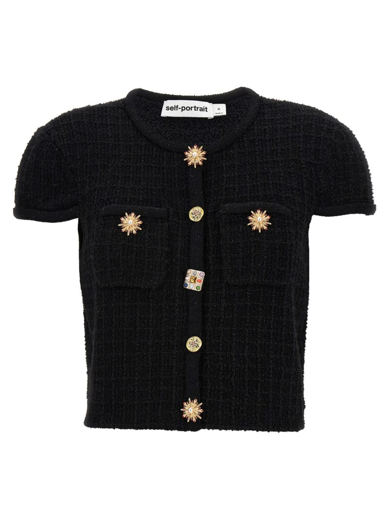 'Pink Jewel Button Knit' top SELF PORTRAIT Black