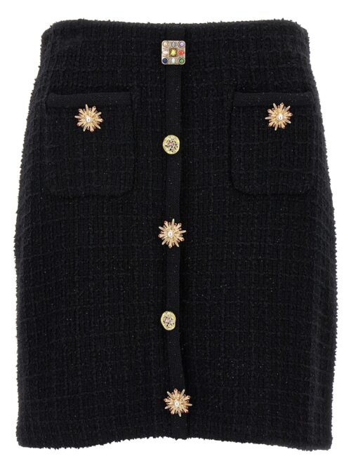 'Black Jewel Button Knit Mini' skirt SELF PORTRAIT Black