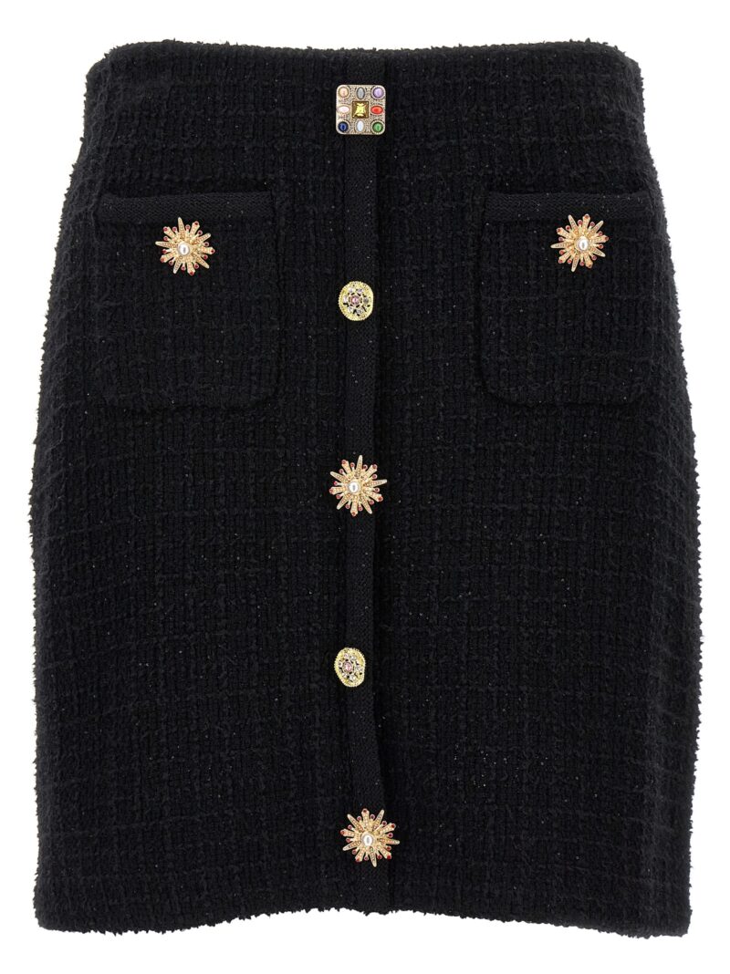 'Black Jewel Button Knit Mini' skirt SELF PORTRAIT Black