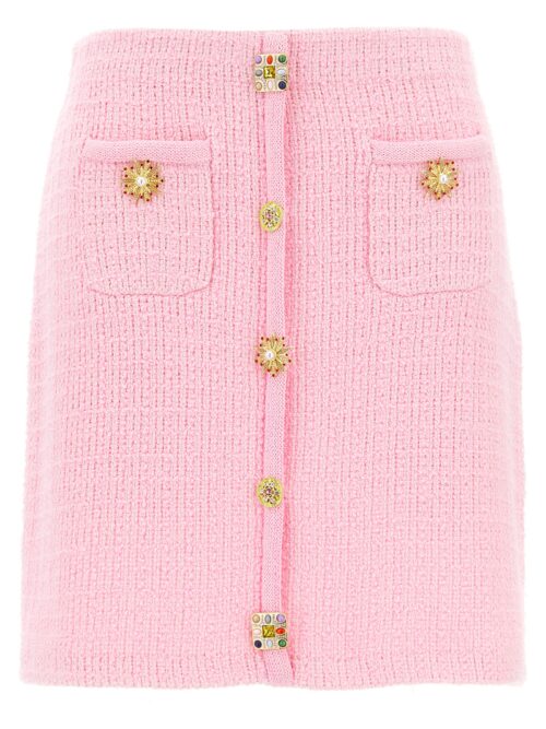 'Pink Jewel Button Knit Mini' skirt SELF PORTRAIT Pink