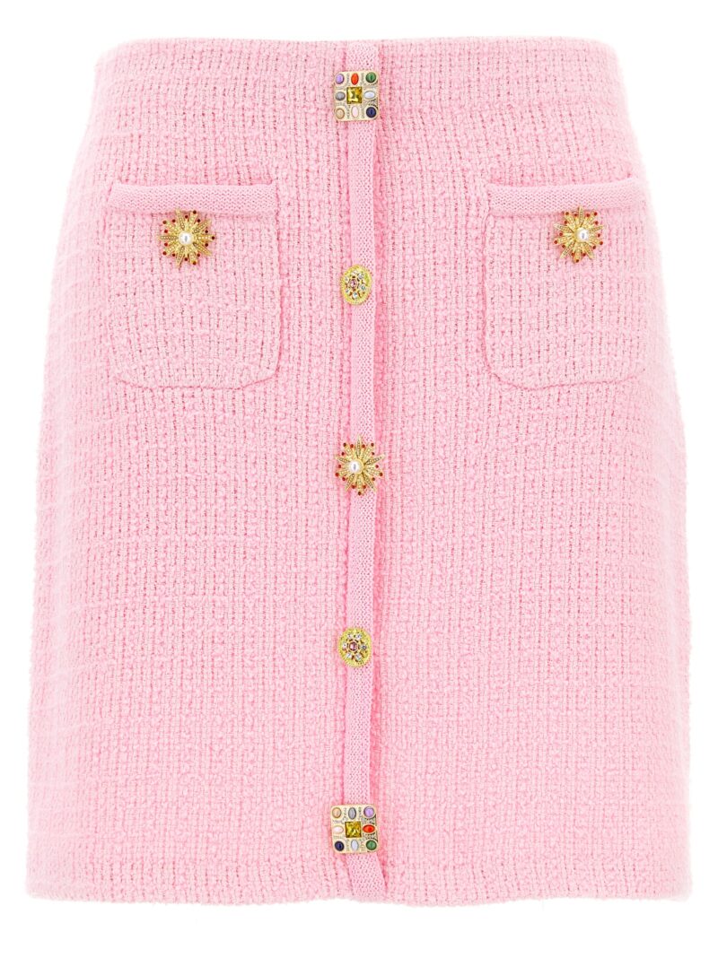 'Pink Jewel Button Knit Mini' skirt SELF PORTRAIT Pink