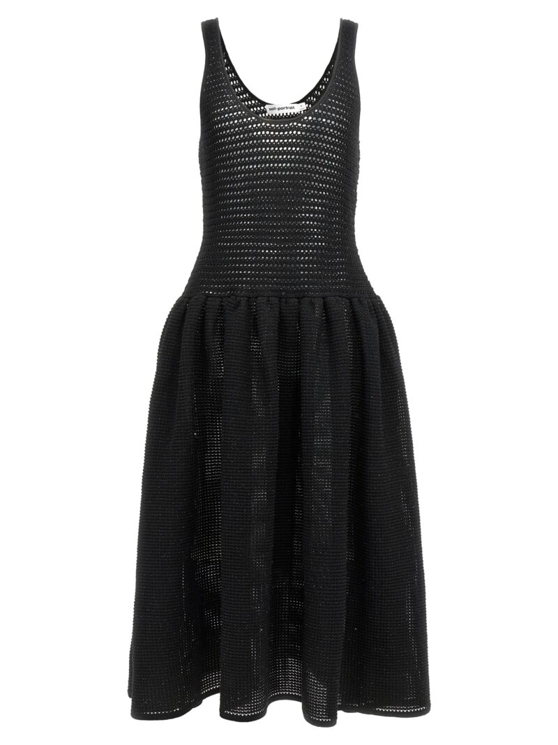 'Black Crochet Knit Midi' dress SELF PORTRAIT Black