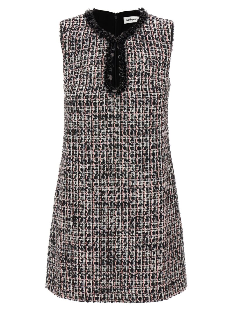 'Black Boucle Embellished Mini' dress SELF PORTRAIT Multicolor