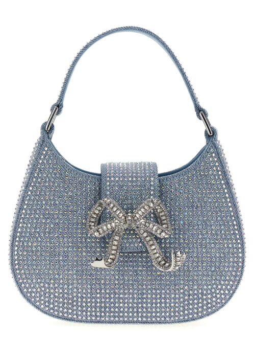 'Blue Rhinestone Denim Cresent' handbag SELF PORTRAIT Light Blue