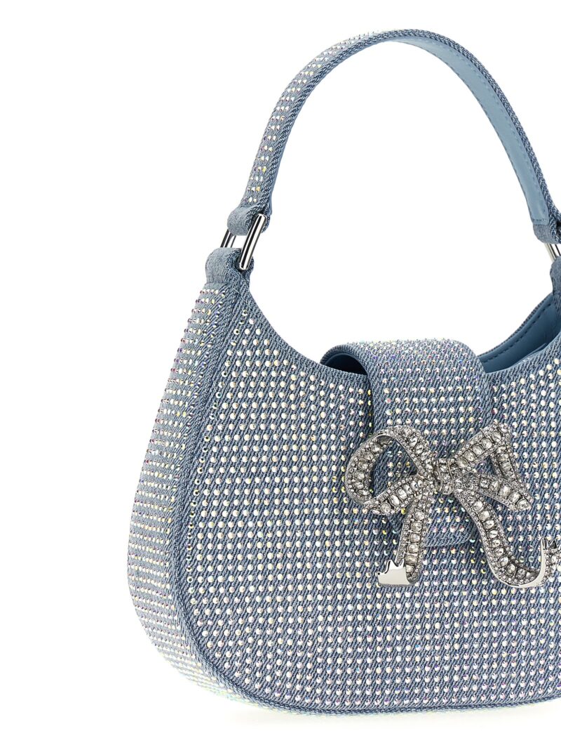 'Blue Rhinestone Denim Cresent' handbag Woman SELF PORTRAIT Light Blue