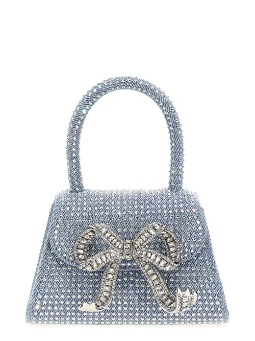 'Blue Rhinestone Denim Micro' handbag SELF PORTRAIT Light Blue