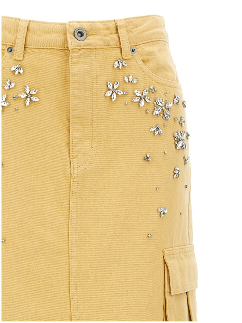 'Embellished Denim Cargo Maxi' skirt Woman SELF PORTRAIT Beige