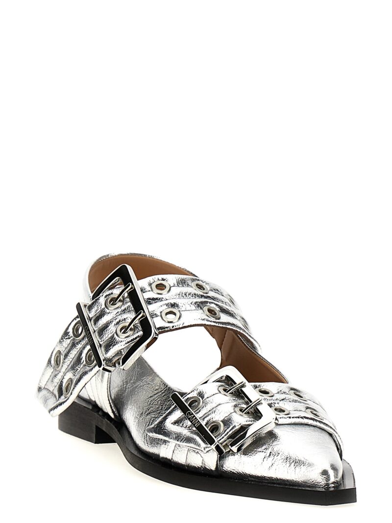 'Wide Belt Buckle' ballet flats S2725018 GANNI Silver