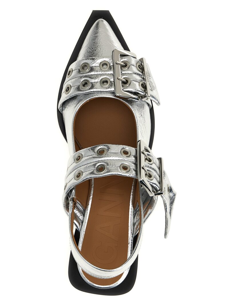 'Wide Belt Buckle' ballet flats 40% PES 36% PU 14% of 10% WO GANNI Silver