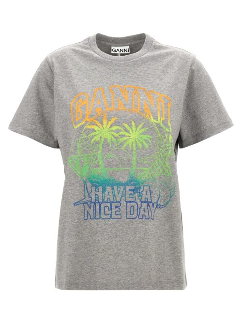 'Have a Nice Day' T-shirt GANNI Gray