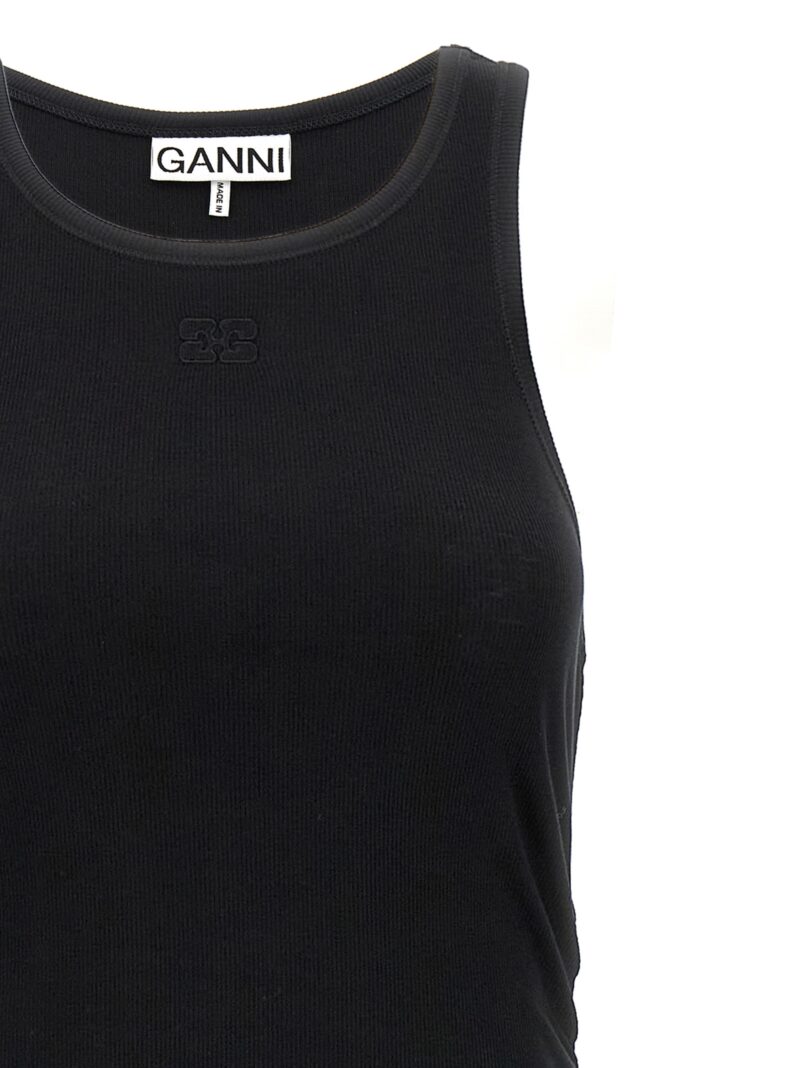 Logo ribbed dress Woman GANNI Black