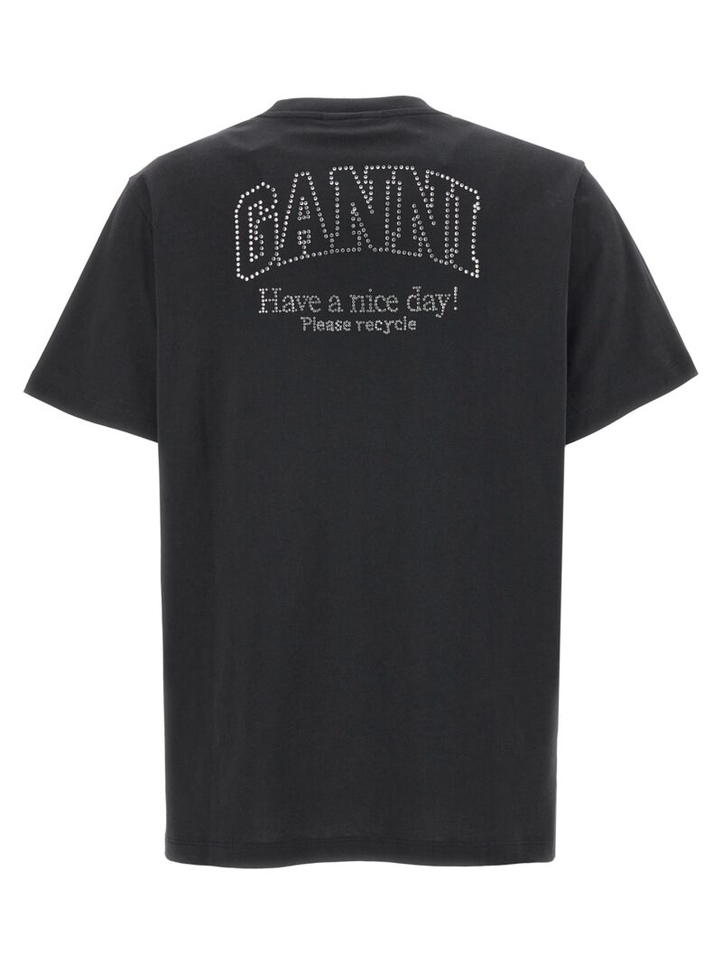 Rhinestone logo T-shirt T3953252 GANNI Black