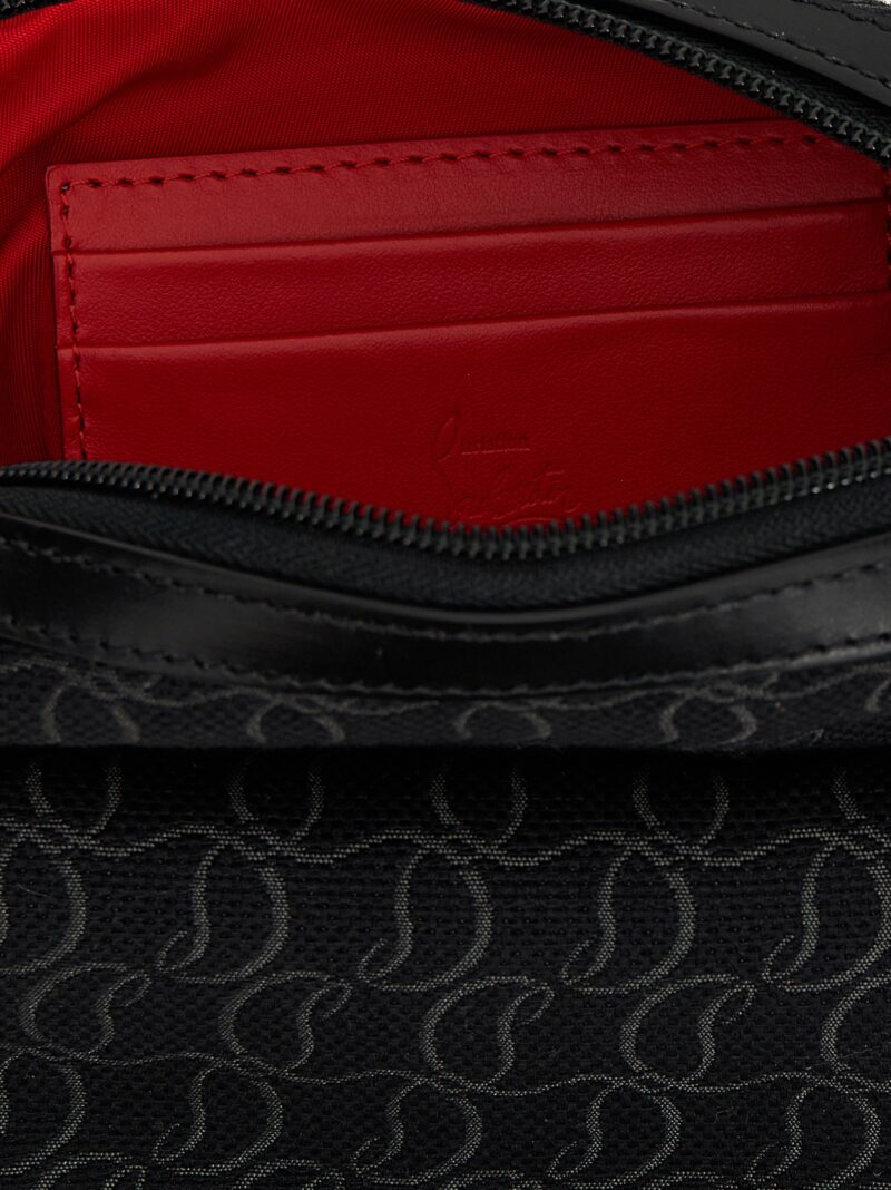 'Zip N Flap' crossbody bag 75% cotton 25% calf leather CHRISTIAN LOUBOUTIN Black