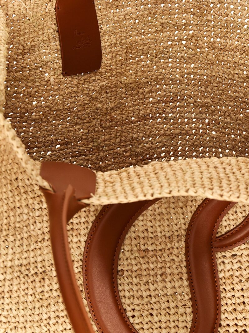 'By My Sid' big shopping bag 80% raffia 20% calf leather CHRISTIAN LOUBOUTIN Beige