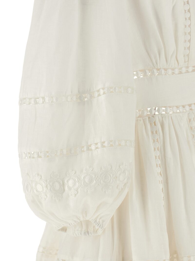 'Pop Trimmed Mini' dress 100% linen ZIMMERMANN White