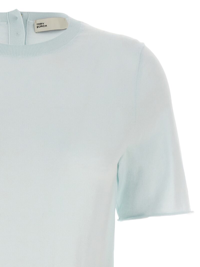 Short Sleeve Sweater Woman TORY BURCH Light Blue