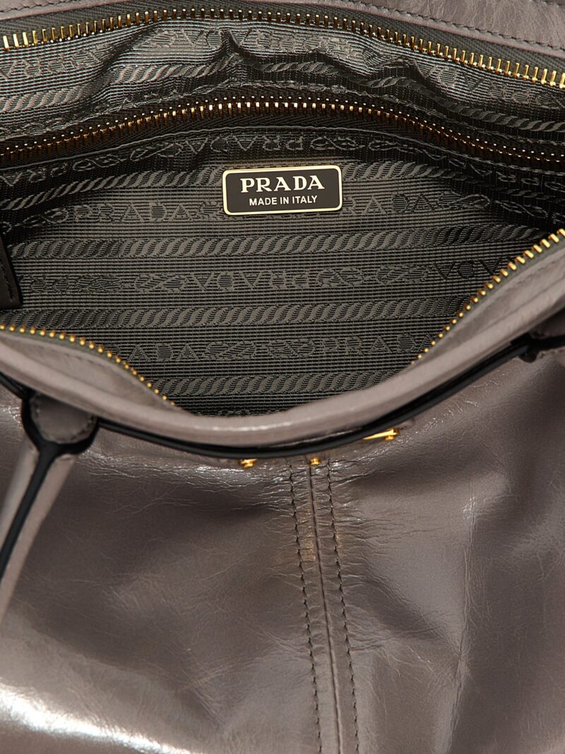 Medium leather handbag 100% cow leather (Bos Taurus) PRADA Gray