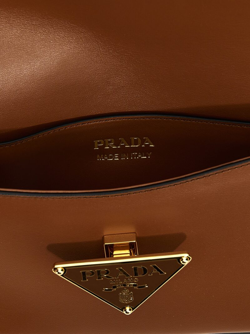 Leather shoulder bag 100% calfskin leather (Bos Taurus) PRADA Brown