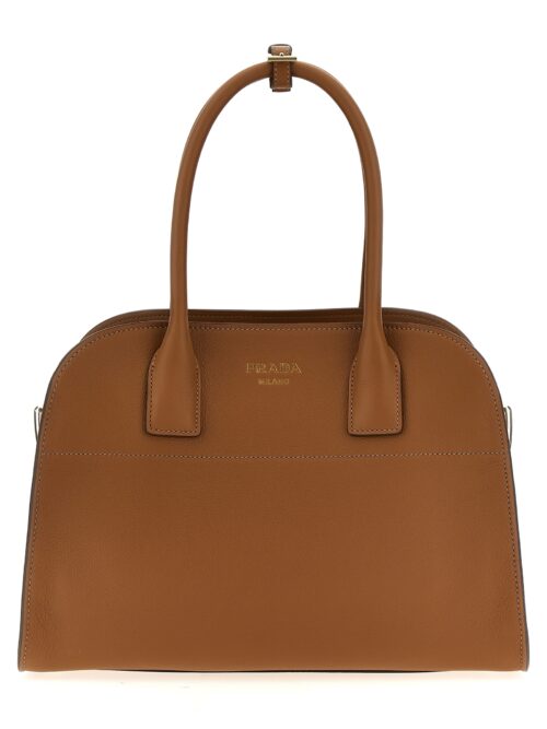 Medium leather shopping bag PRADA Brown