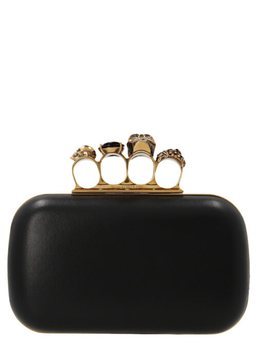 'Skull Four Ring’ clutch ALEXANDER MCQUEEN Black