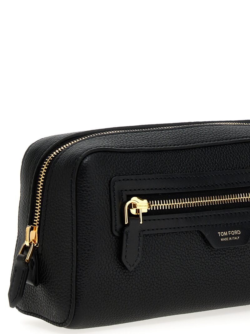 Logo leather beauty case Man TOM FORD Black