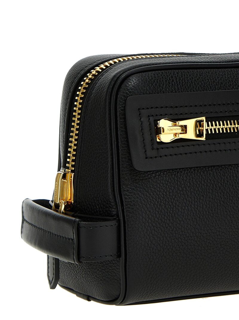 Logo leather beauty case Man TOM FORD Black