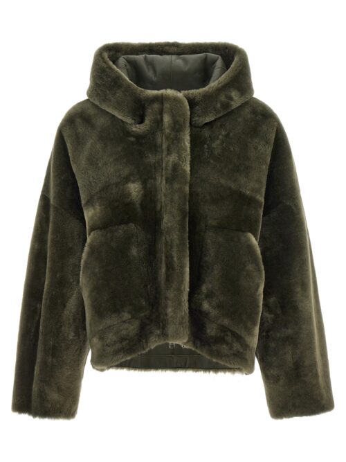 'Merino Straight' hooded fur coat BLANCHA Green