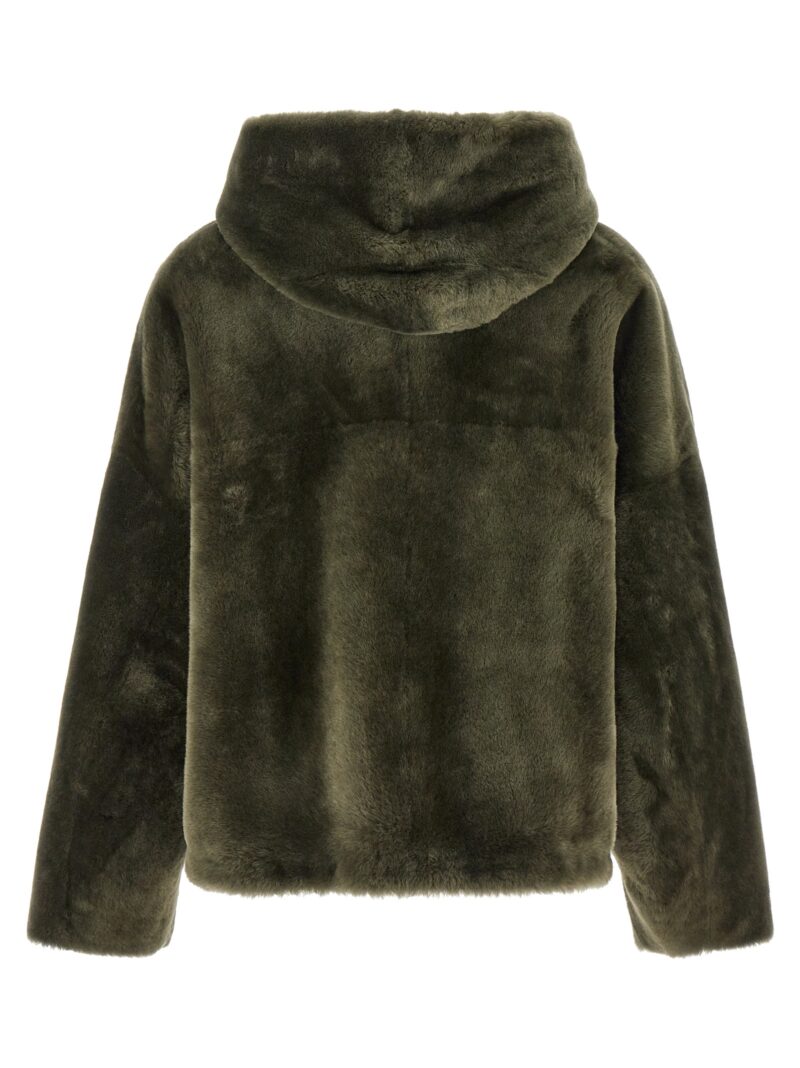 'Merino Straight' hooded fur coat 24022300MILITARE BLANCHA Green