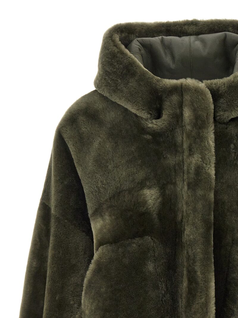 'Merino Straight' hooded fur coat Woman BLANCHA Green