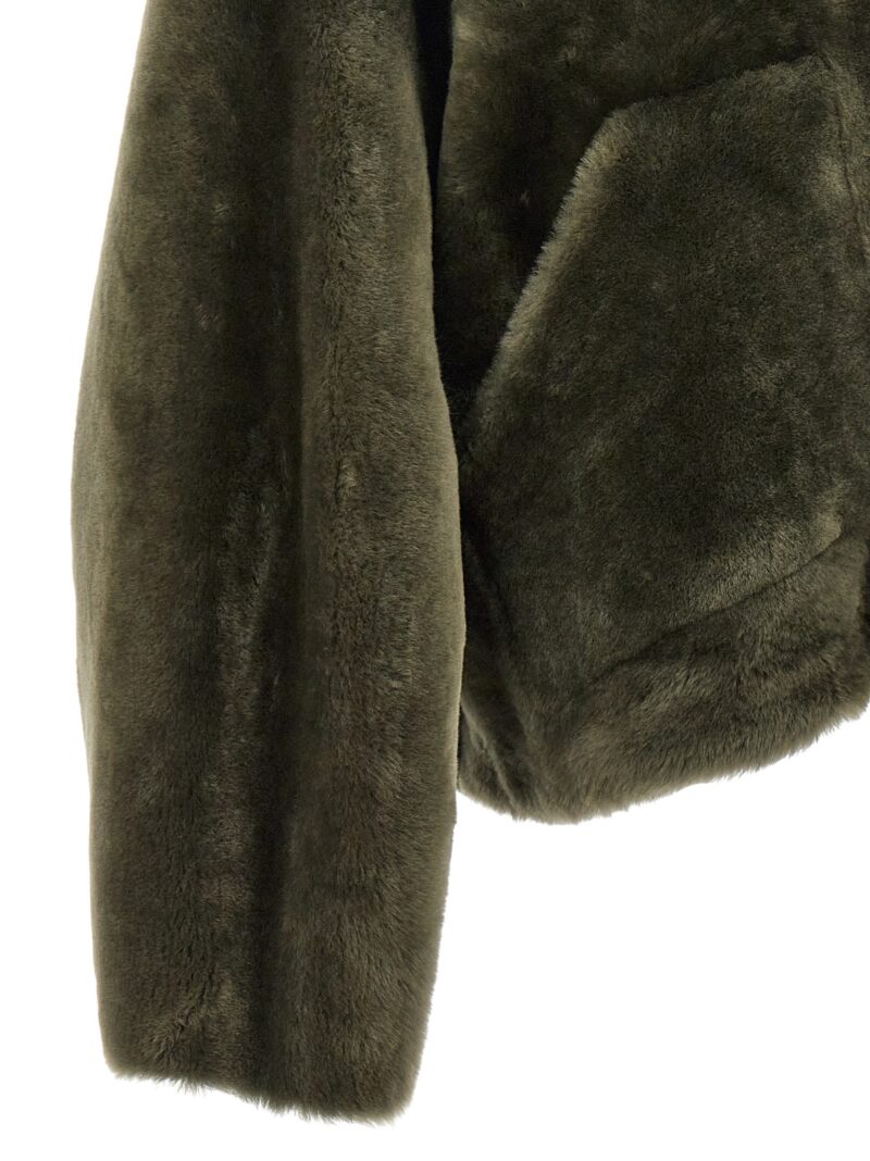 'Merino Straight' hooded fur coat 100% shearling BLANCHA Green