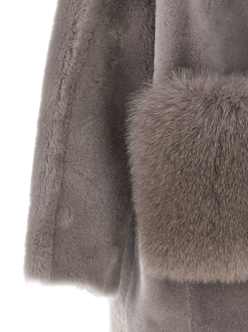 'Merino Straight-Volpe Shadow' hood 100% shearling BLANCHA Gray