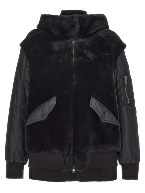 'Merino Straight-Nylon' hooded bomber jacket