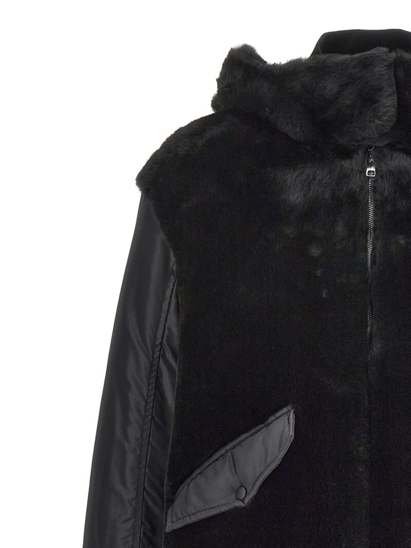 'Merino Straight-Nylon' hooded bomber jacket