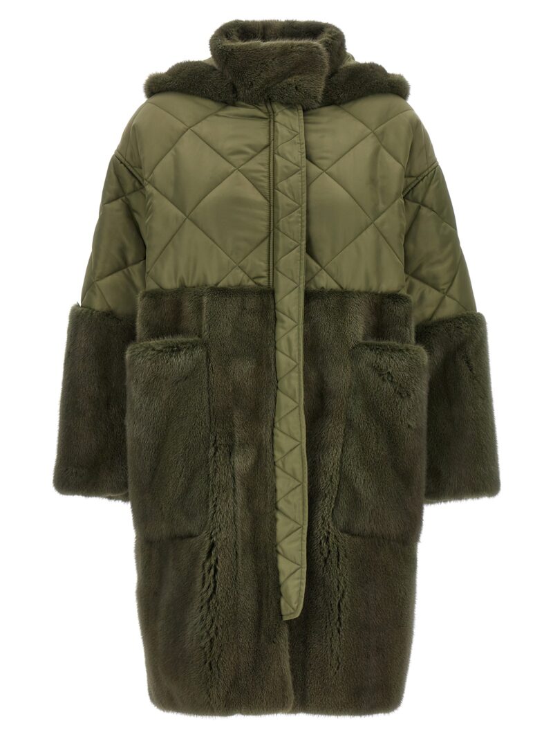 'Nylon Diamond-Visone' long down jacket BLANCHA Green