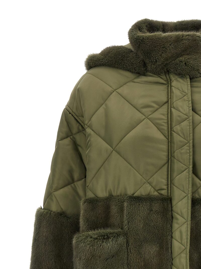 'Nylon Diamond-Visone' long down jacket Woman BLANCHA Green