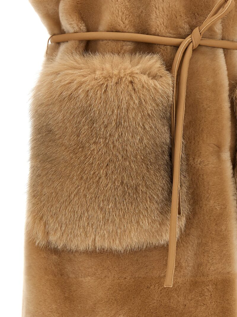 'Merino Straight-Volpe Shadow' vest 100% shearling BLANCHA Beige