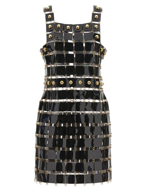 Vinyl check dress PACO RABANNE Black