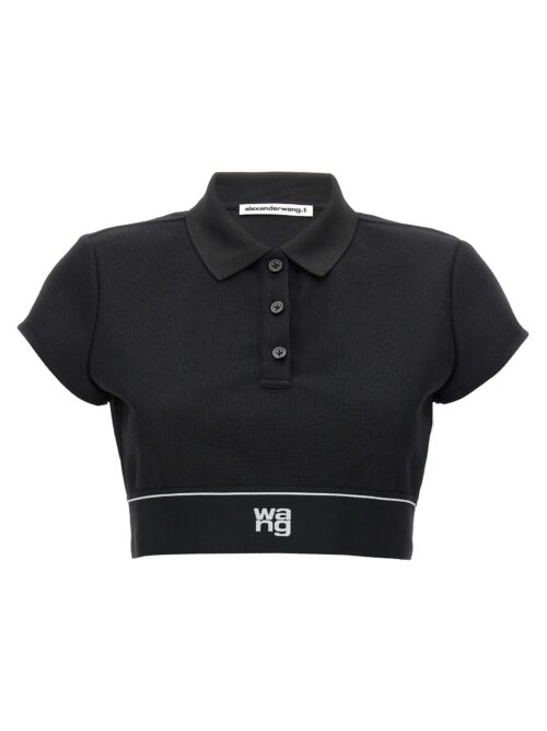 'Cheerleader Top' polo shirt T BY ALEXANDER WANG Black