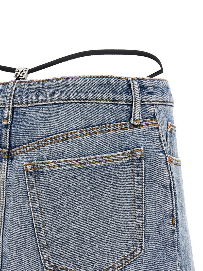 'Prestyle Diamante Charm' skirt 100% cotton DENIM X ALEXANDER WANG Light Blue